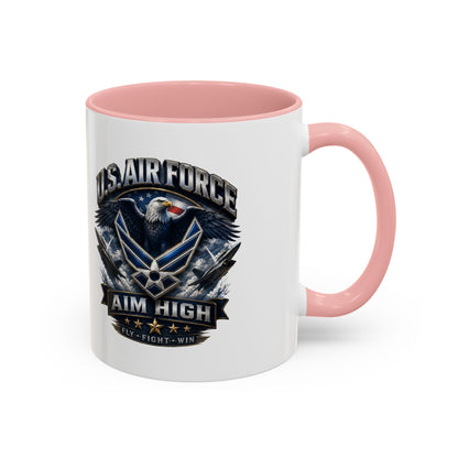 U.S. Air Force Accent Coffee Mug — Aim High Eagle Design (11/15 oz)