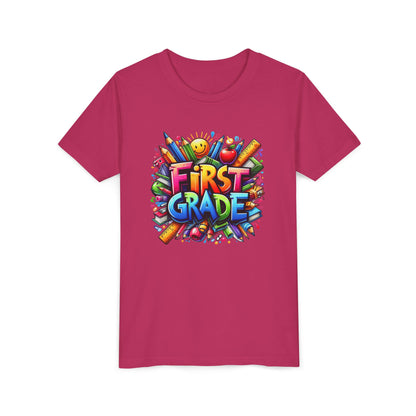 First Grade Kids Tee — Colorful Back-to-School Shirt for Boys & Girls