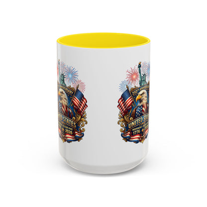 Patriotic Coffee Mug — United States 250th Anniversary Eagle & Fireworks (11/15oz)