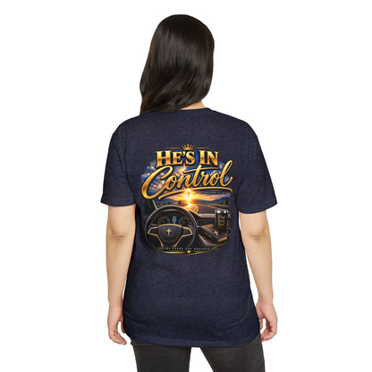 He's In Control T-Shirt — Christian Faith Car Steering Design
