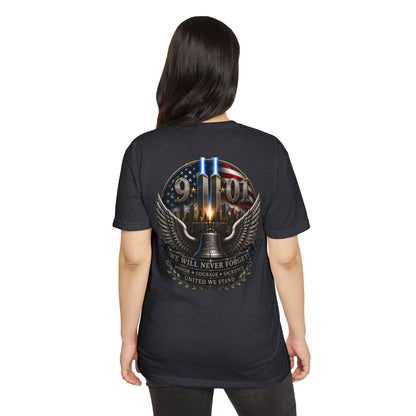 9/11 Never Forget Memorial T-Shirt — Twin Towers Tribute Tee