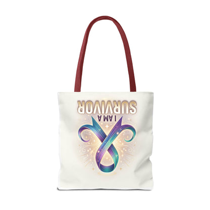 Survivor Ribbon Tote Bag - "I Am a Survivor" Awareness Reusable Shopper