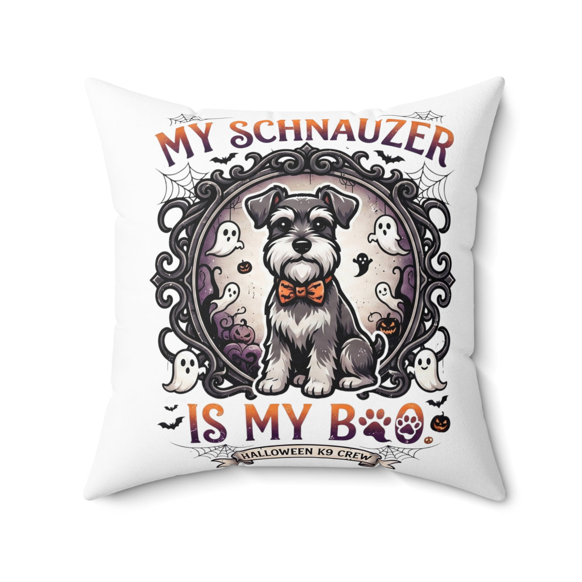 My Schnauzer Is My Boo Halloween Pillow - Cute Dog Decorative Throw Pillow