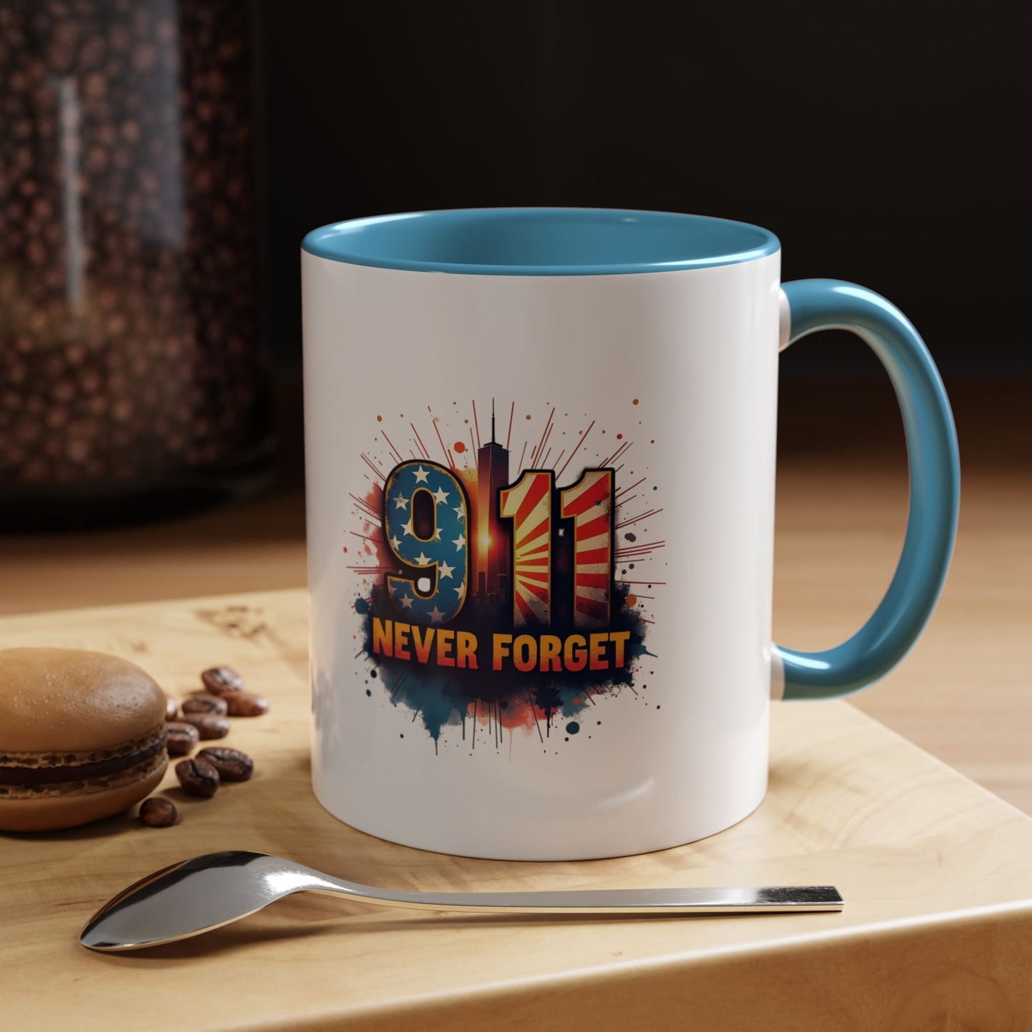 9/11 Never Forget Coffee Mug — Patriotic Memorial Accent Mug