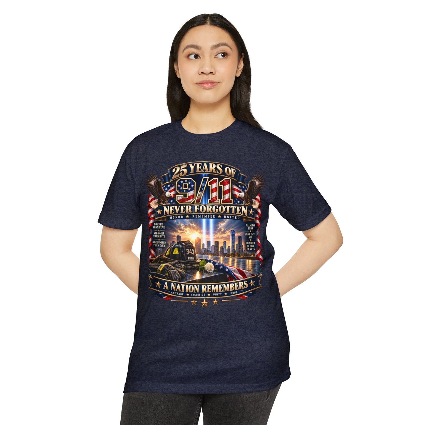 9/11 Memorial T-Shirt – "25 Years of 9/11 Never Forgotten" Tribute Tee