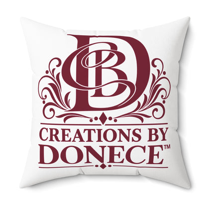 Monogram Logo Decorative Pillow — "Creations by Donece" Square Polyester Throw Pillow