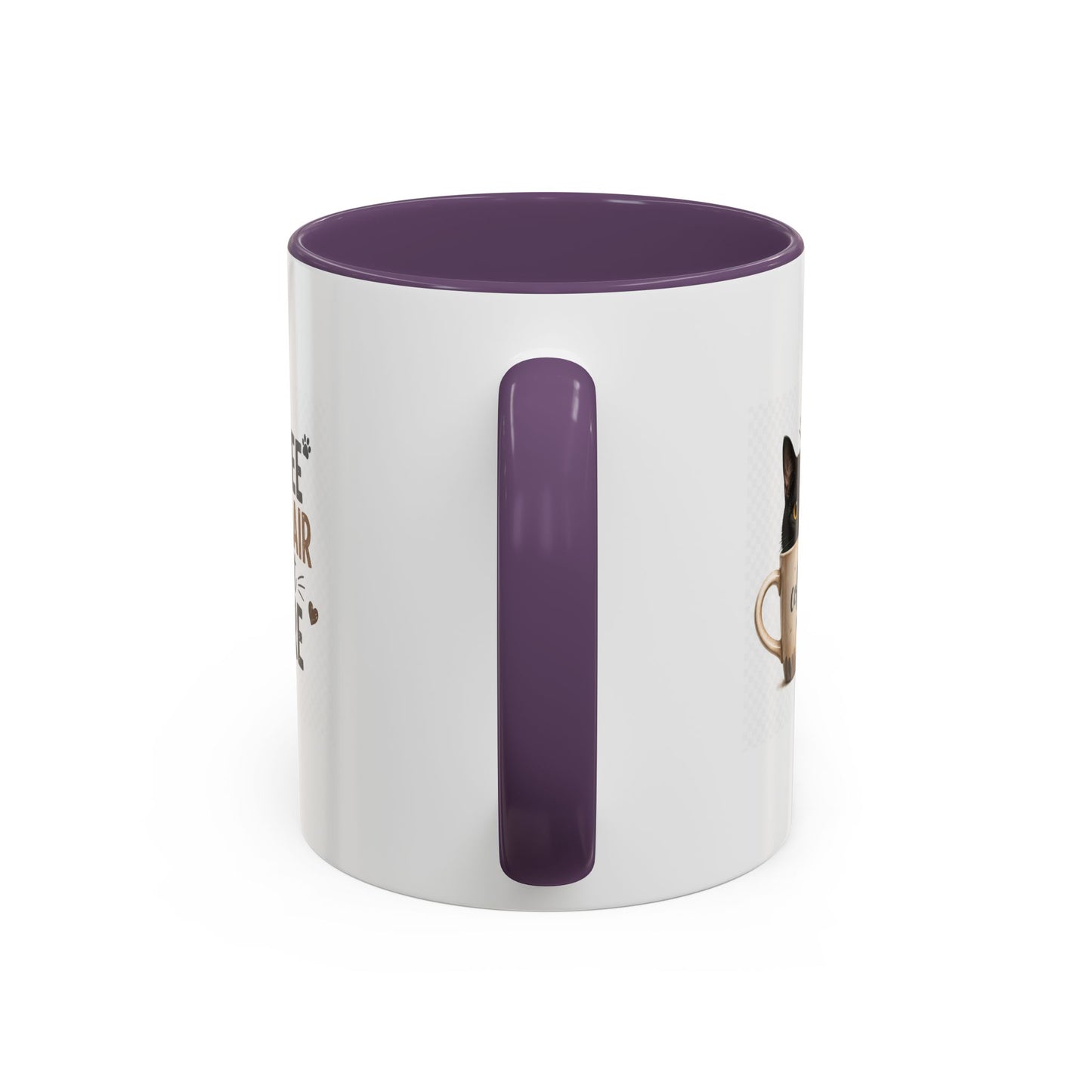 Coffee & Cat Hair Mug — "Coffee, Cat Hair, Don't Care" Accent Ceramic Coffee Mug (11/15oz)