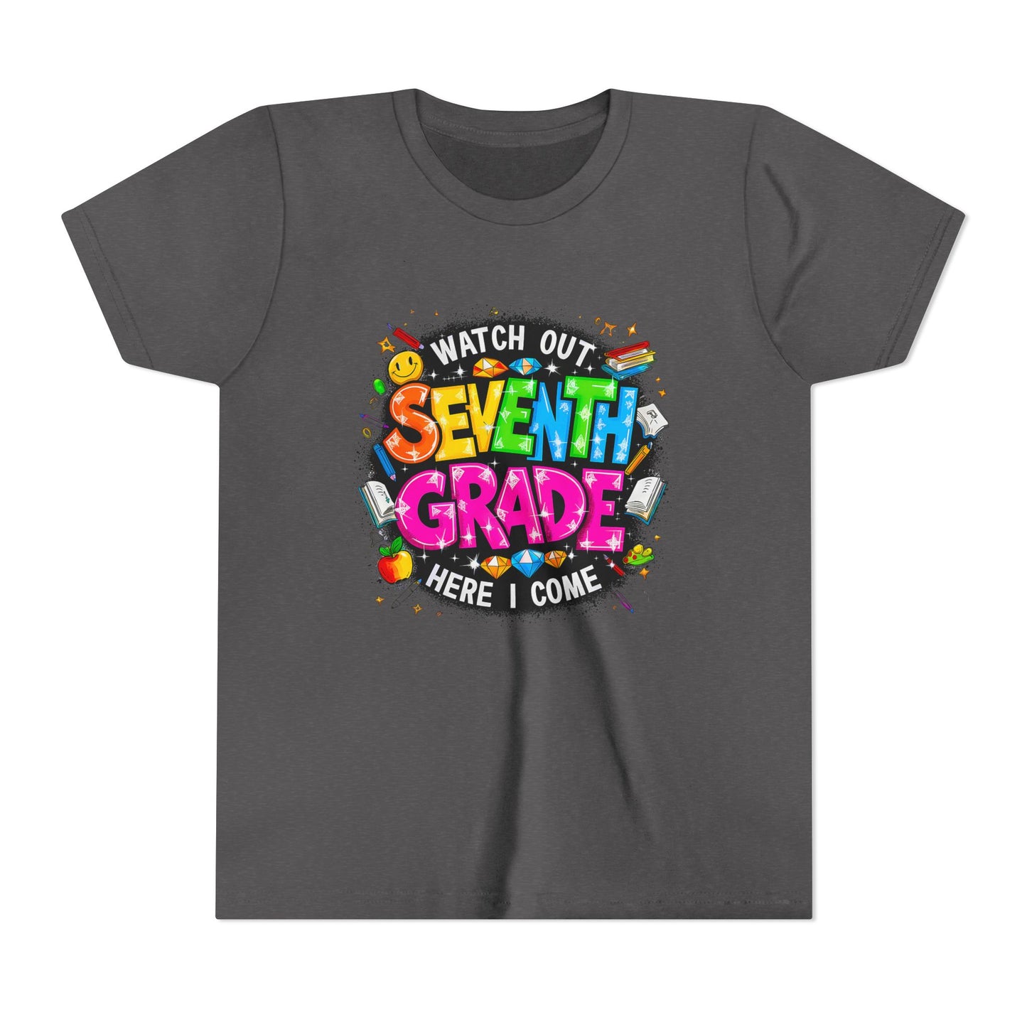 Seventh Grade Kids T‑Shirt — "Watch Out Seventh Grade Here I Come" Back‑to‑School Tee