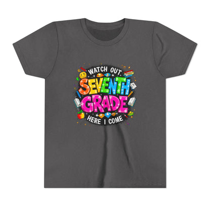 Seventh Grade Kids T‑Shirt — "Watch Out Seventh Grade Here I Come" Back‑to‑School Tee