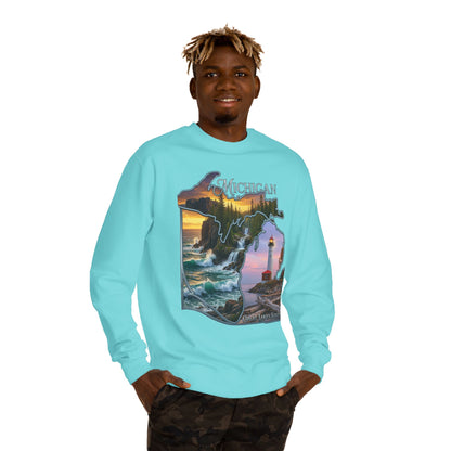 Michigan Lakes State Sweatshirt — Lighthouse & Great Lakes Scenic Pullover