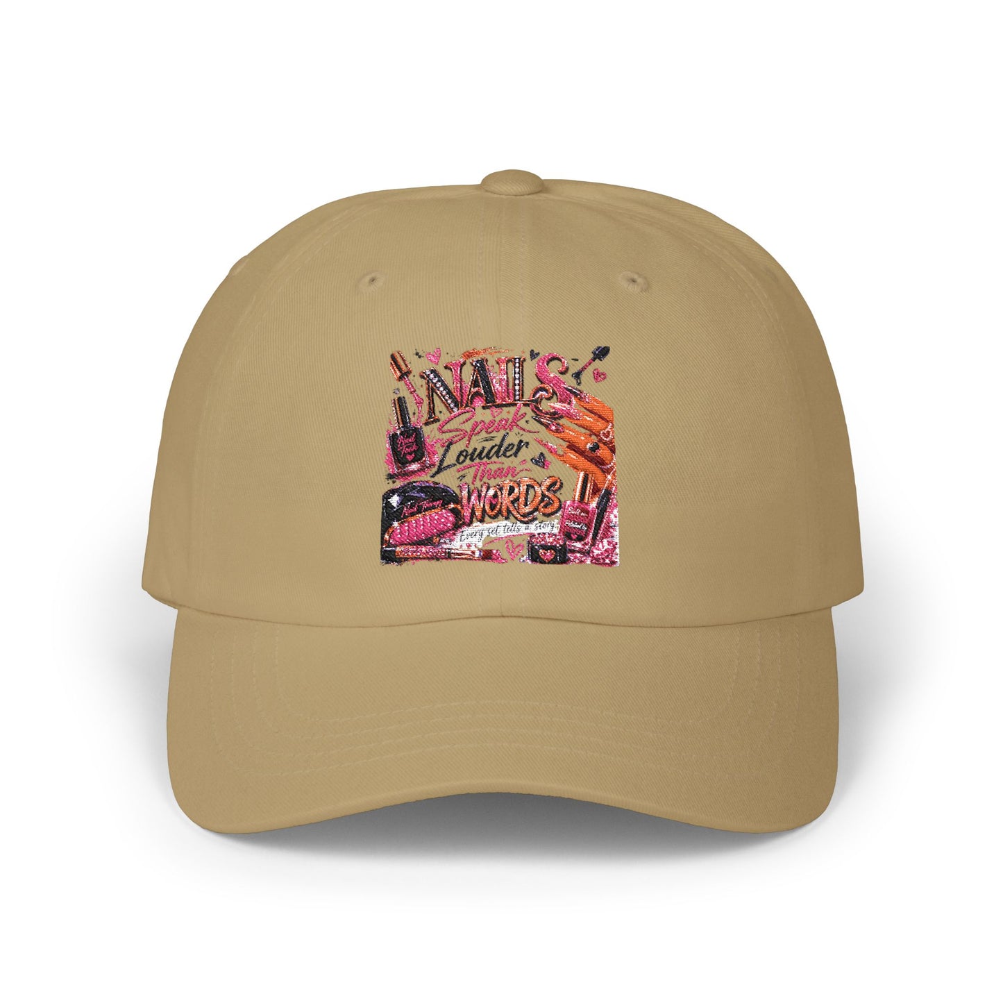 Emo Retro Graphic Dad Cap – "Louder Than Words" Pink Collage Hat