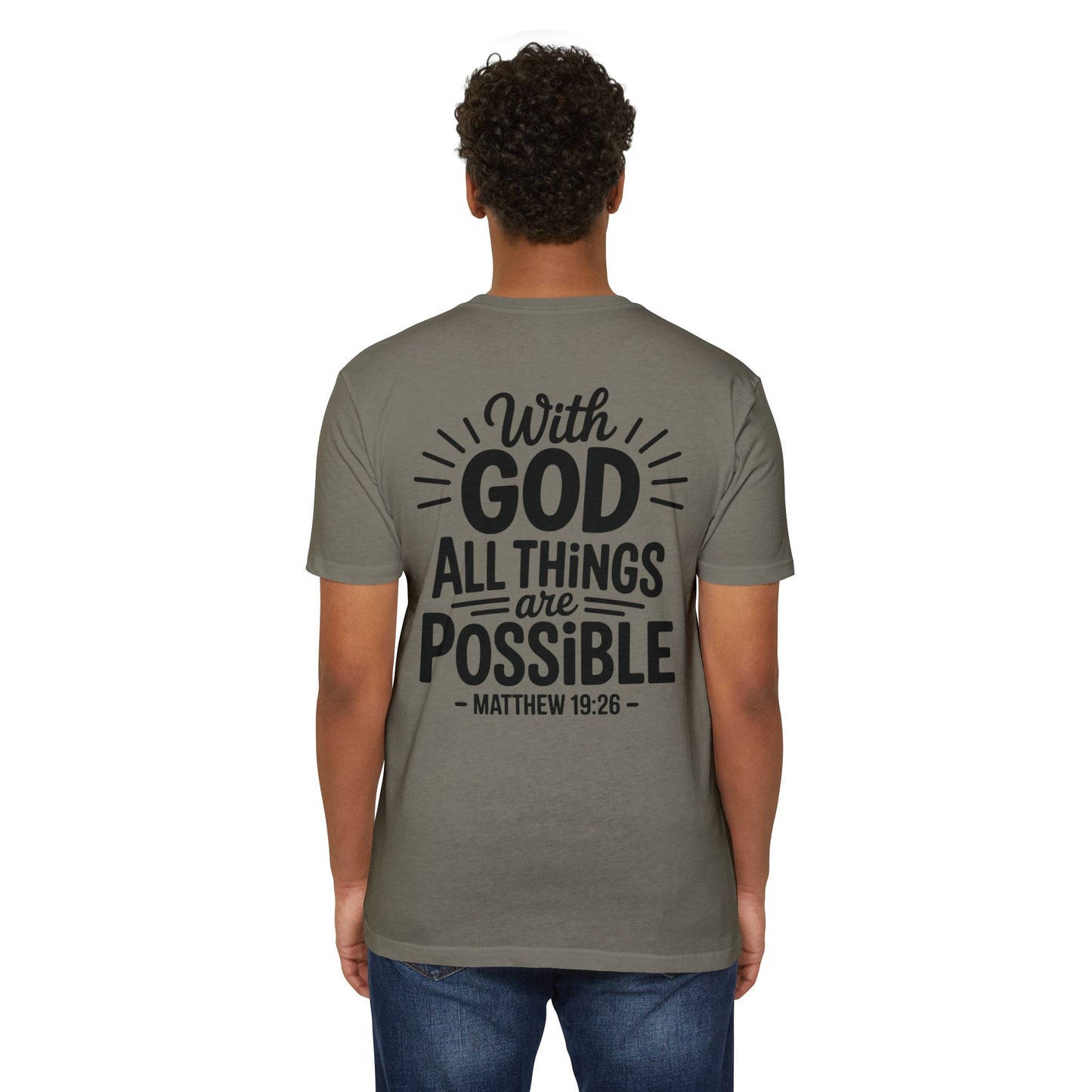 With God All Things Are Possible T-Shirt — Matthew 19:26 Christian Faith Tee