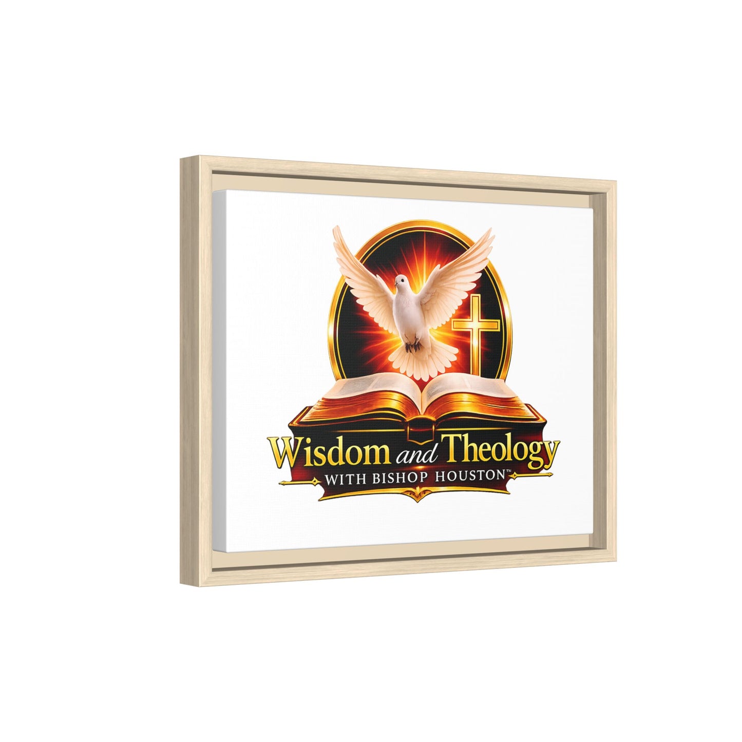 Framed Canvas Print — "Wisdom and Theology" Dove & Bible Wall Art