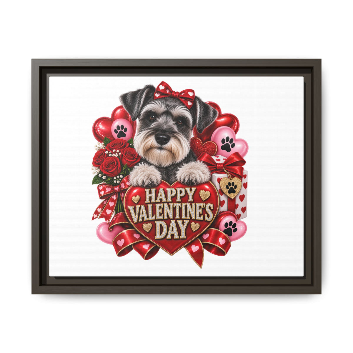 Valentine’s Day Schnauzer Framed Canvas