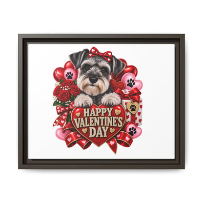 Valentine’s Day Schnauzer Framed Canvas