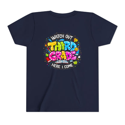 Third Grade Kids T‑Shirt — "Watch Out Third Grade Here I Come" Back-to-School Tee