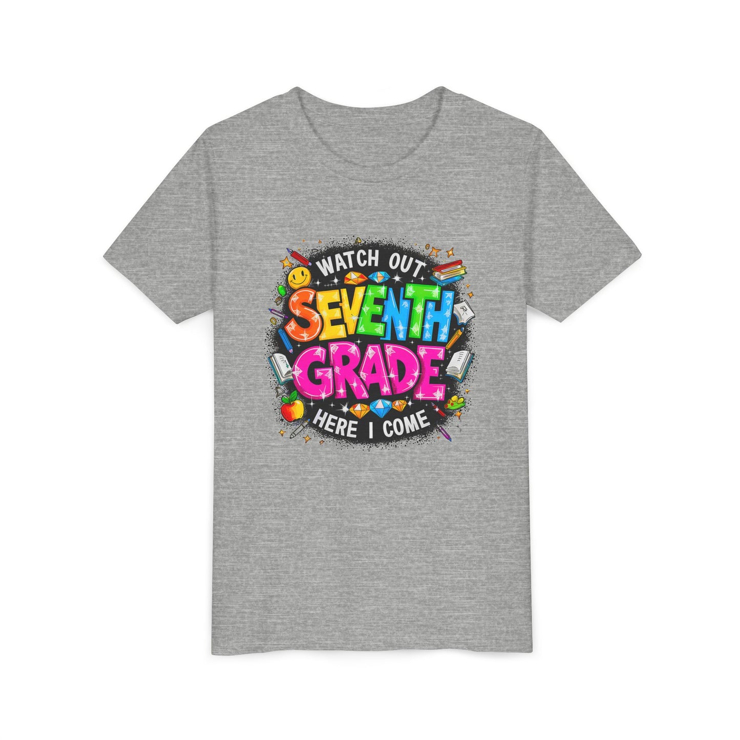 Seventh Grade Kids T-Shirt – “Watch Out Seventh Grade Here I Come” Back-to-School Tee