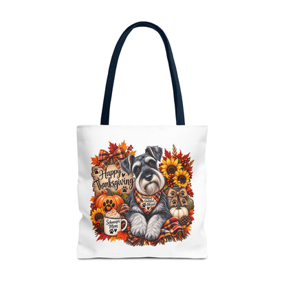 Thanksgiving Schnauzer Tote Bag — Happy Thanksgiving Fall Harvest Design