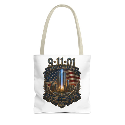 9·11 Memorial Tote Bag — We Will Never Forget Tribute Tote