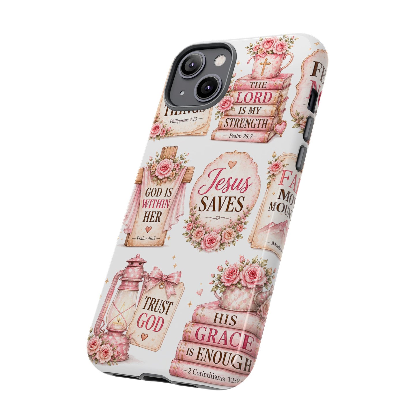 Faith Phone Case — 'Jesus Saves' Floral Christian Scripture iPhone Case
