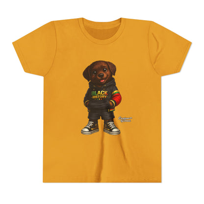 Youth Tee — Cute Puppy 'Black History' Graphic Shirt