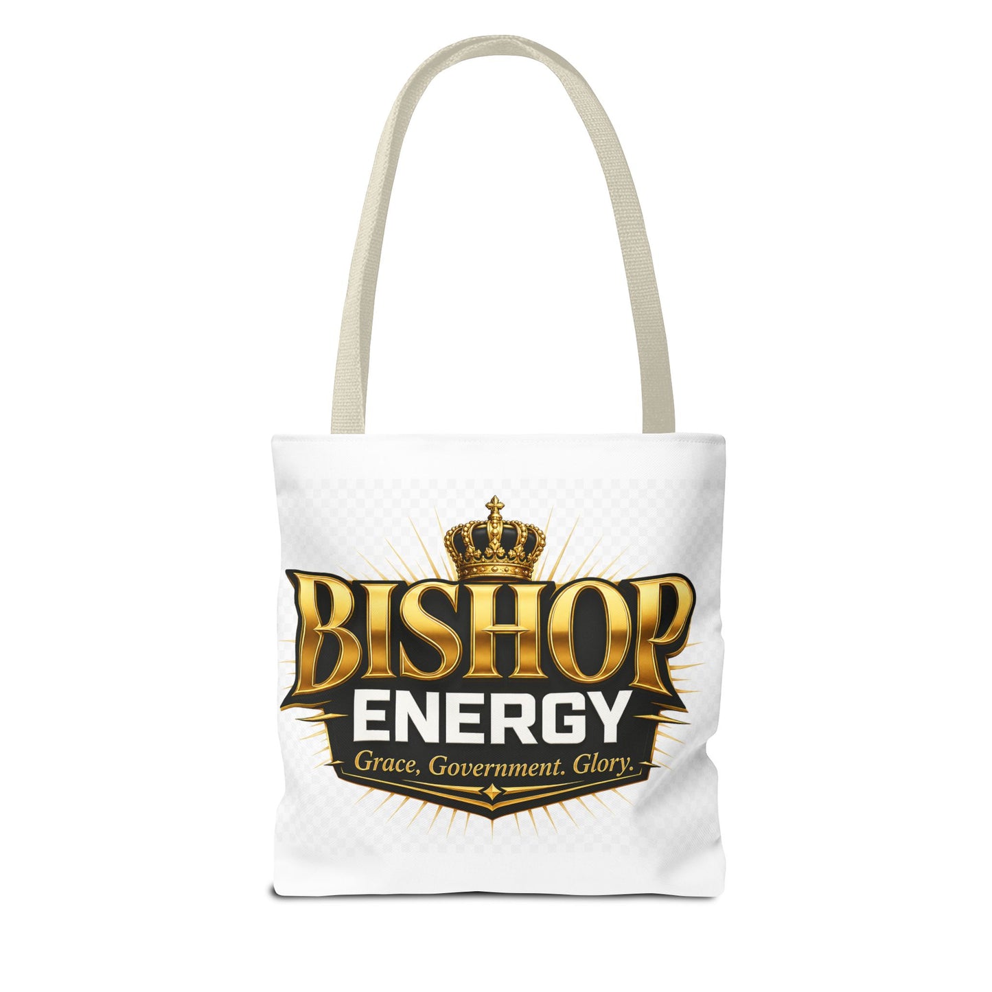 Bishop Energy Tote Bag — Gold Crown Logo Tote for Church Leaders & Faith Events