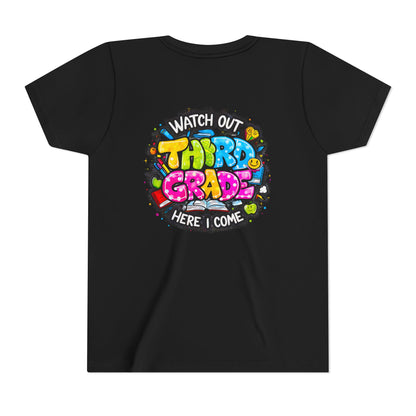 Third Grade Kids T‑Shirt — "Watch Out Third Grade Here I Come" Back-to-School Tee
