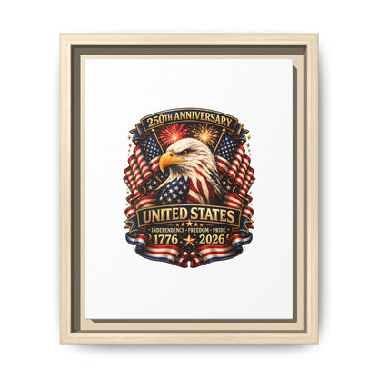 Patriotic Eagle 250th Anniversary Framed Canvas Print — United States 1776–2026