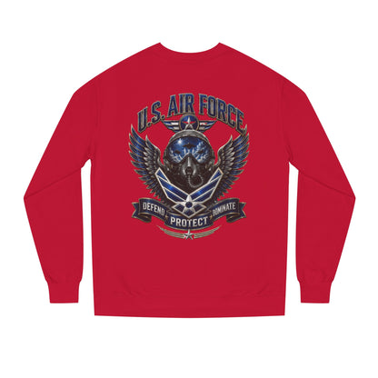 U.S. Air Force Skull Crewneck Sweatshirt — Defend Protect Dominate Tactical Pullover