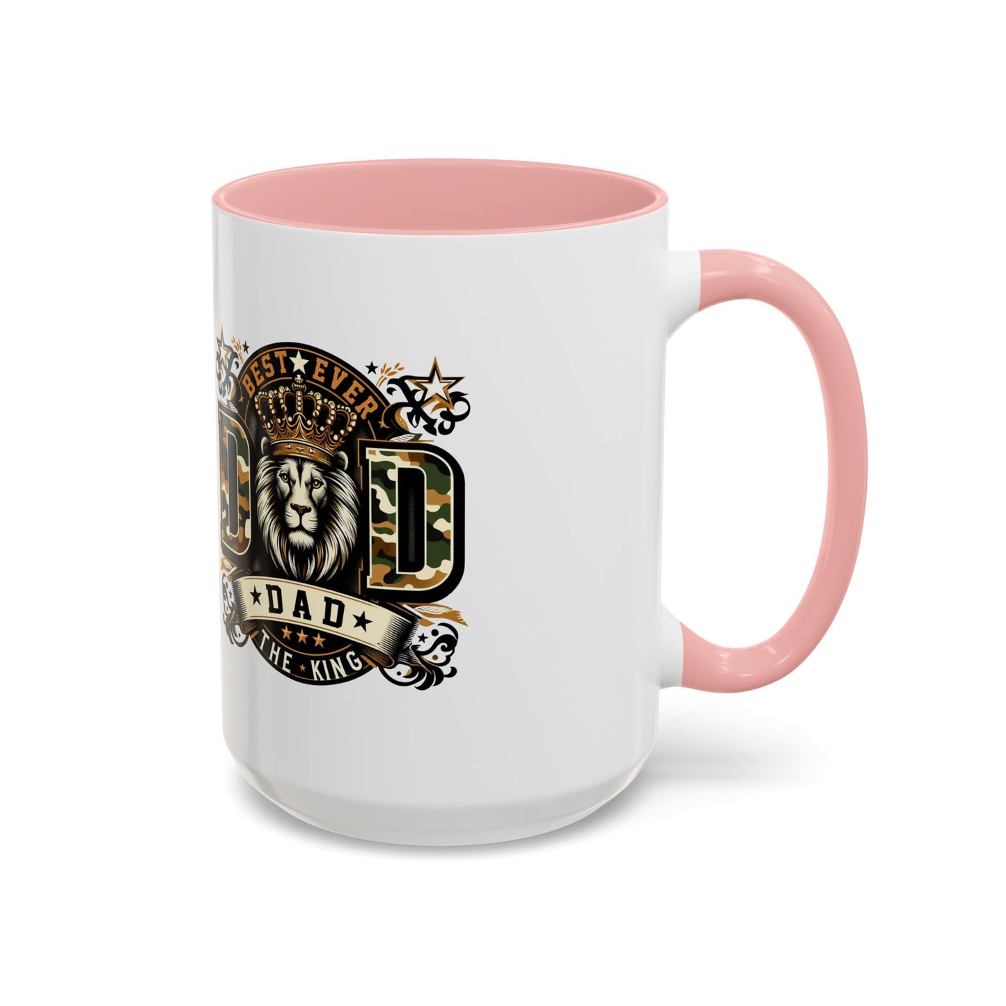 Dad Coffee Mug — "Best Ever Dad" Lion Crest Accent Mug (11/15oz)
