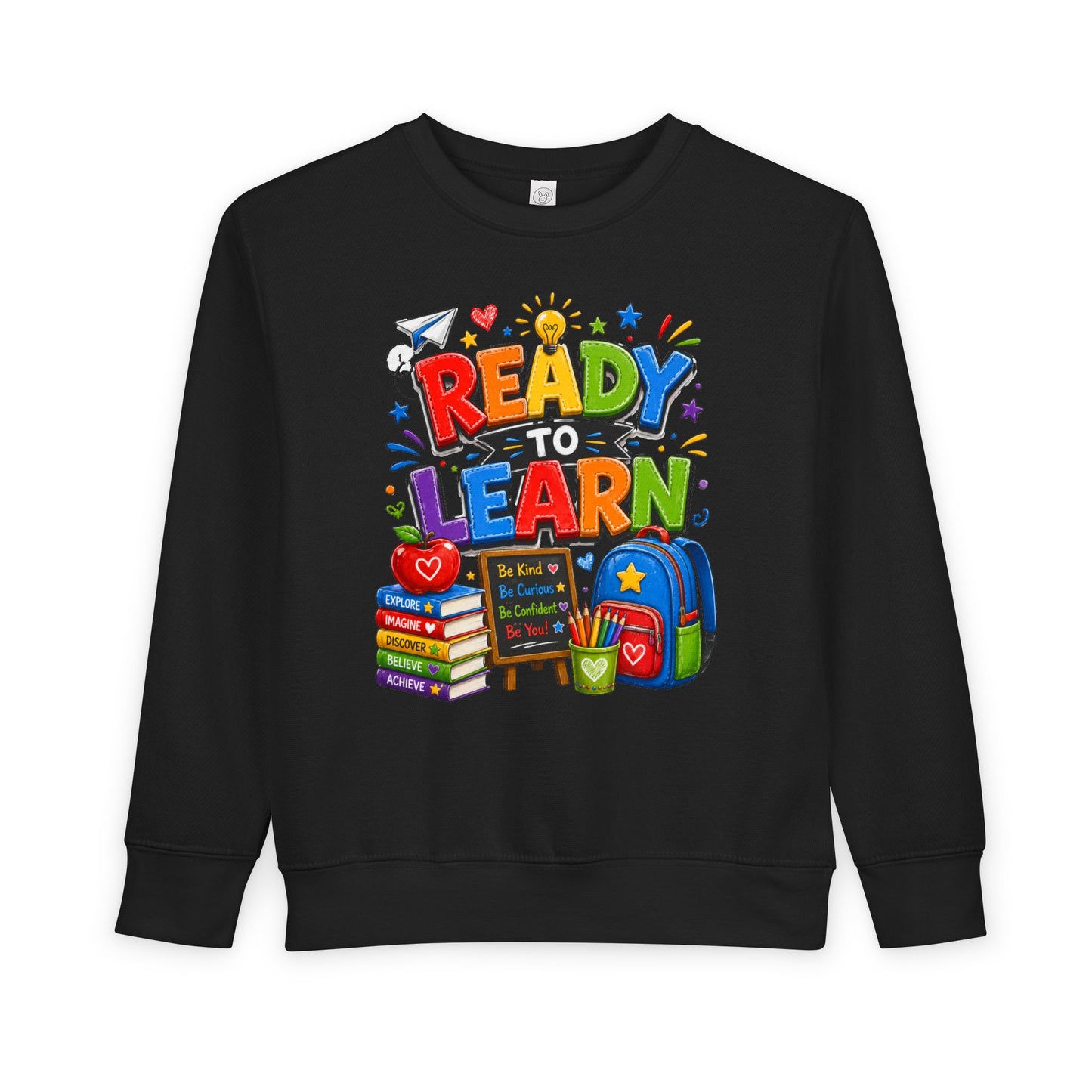 Ready to Learn Toddler Sweatshirt — Back to School Kids Crewneck