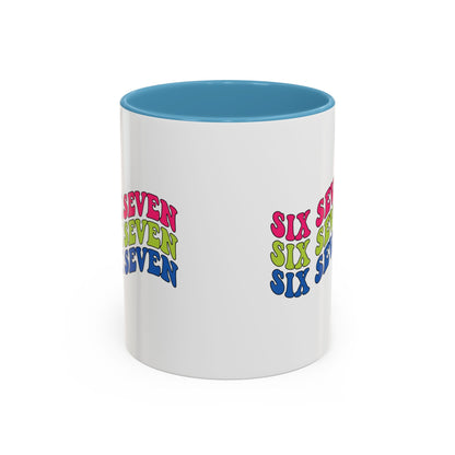 Six Seven Retro Accent Coffee Mug — Colorful 11/15oz Ceramic Tea Cup
