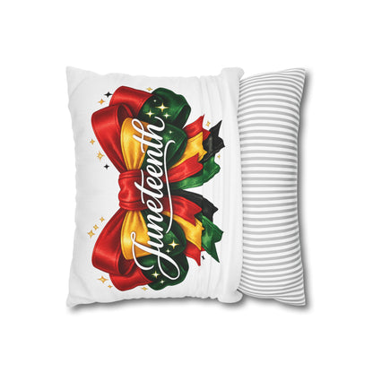 Juneteenth Decorative Pillowcase – Red, Gold & Green Ribbon Accent