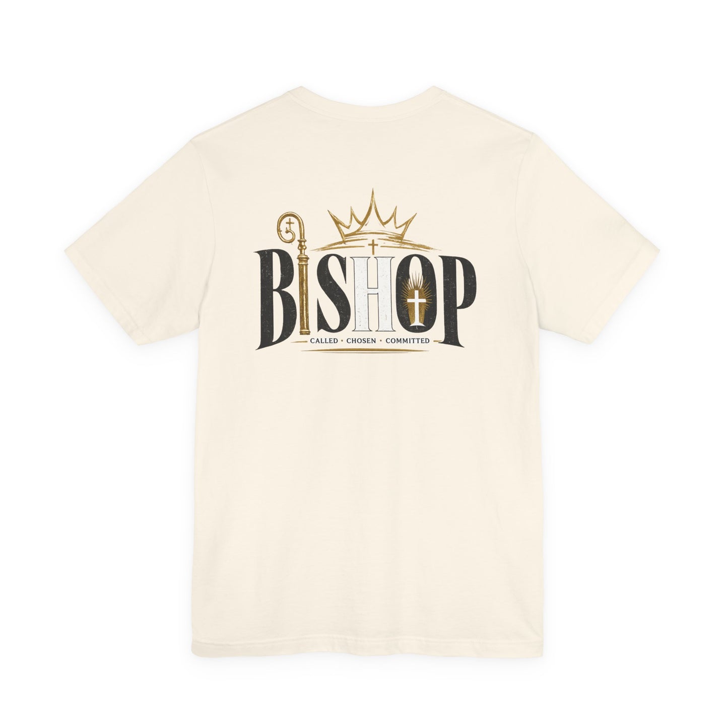 Bishop Graphic Tee — 'BISHOP' Crown & Crosier Church Leadership Shirt