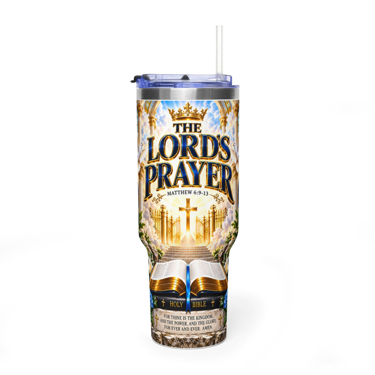 The Lord's Prayer 40oz Vacuum Tumbler — Christian Scripture Travel Mug