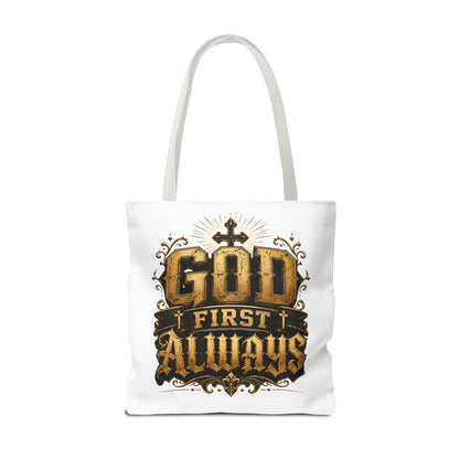 God First Always Tote Bag — Christian Faith Inspirational Canvas Tote