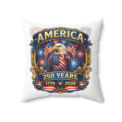 America 250th Anniversary Decorative Pillow — Eagle & Fireworks 1776–2026