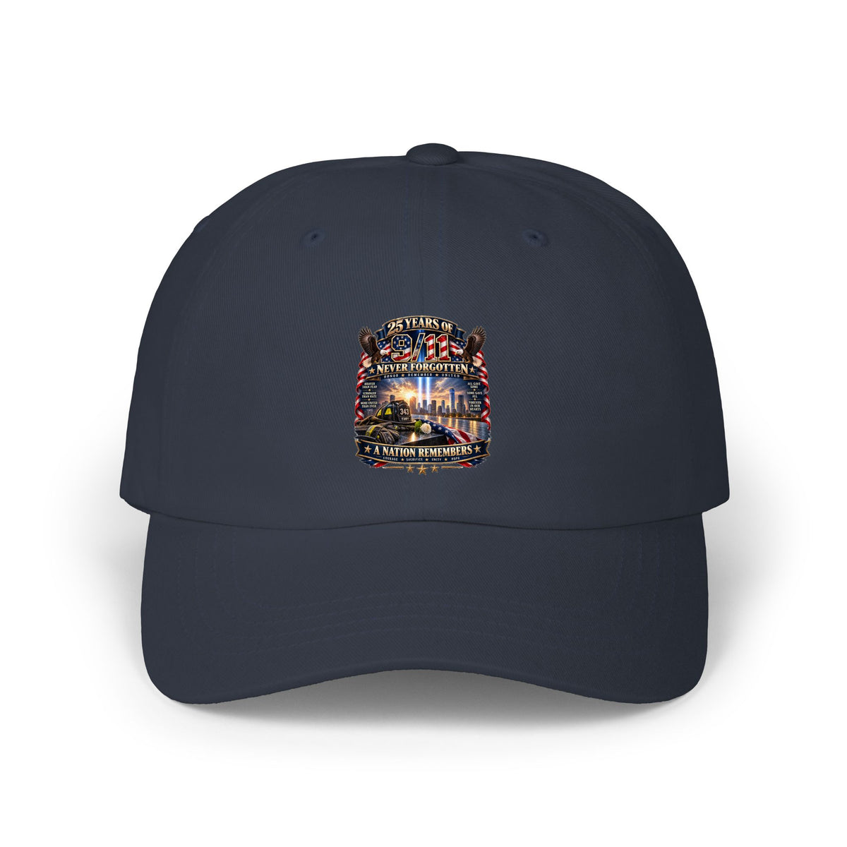 Dad Cap — Vintage Fireworks Night Skyline Embroidered Hat
