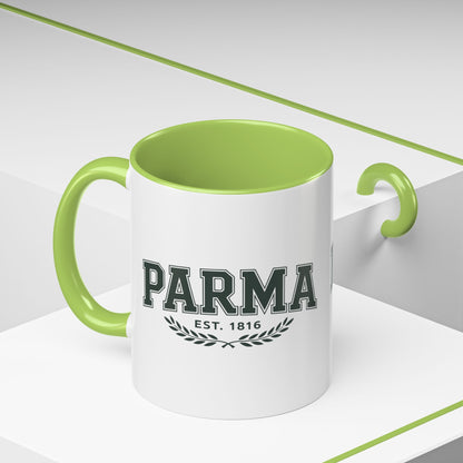 Parma Established 1816 Accent Coffee Mug — Vintage Collegiate Ceramic Coffee Cup