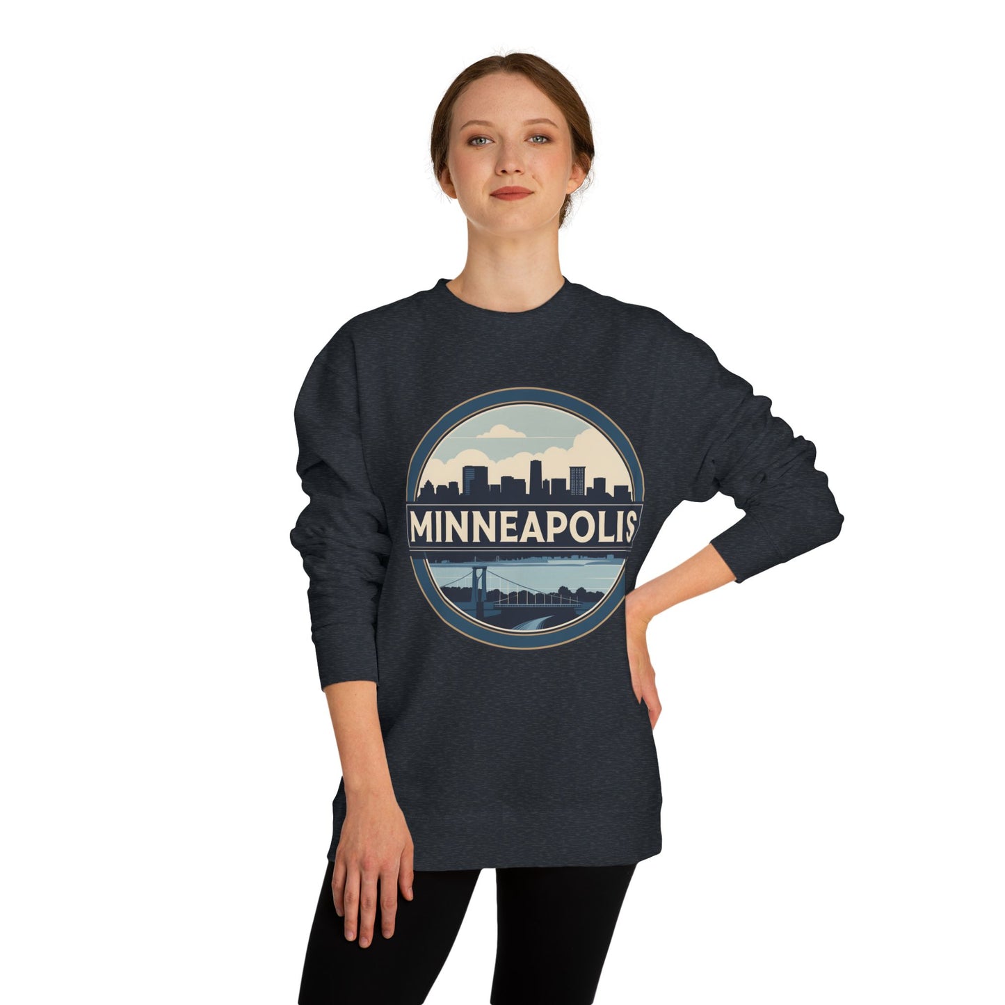 Minneapolis Skyline Crewneck Sweatshirt — Vintage Cityscape Design