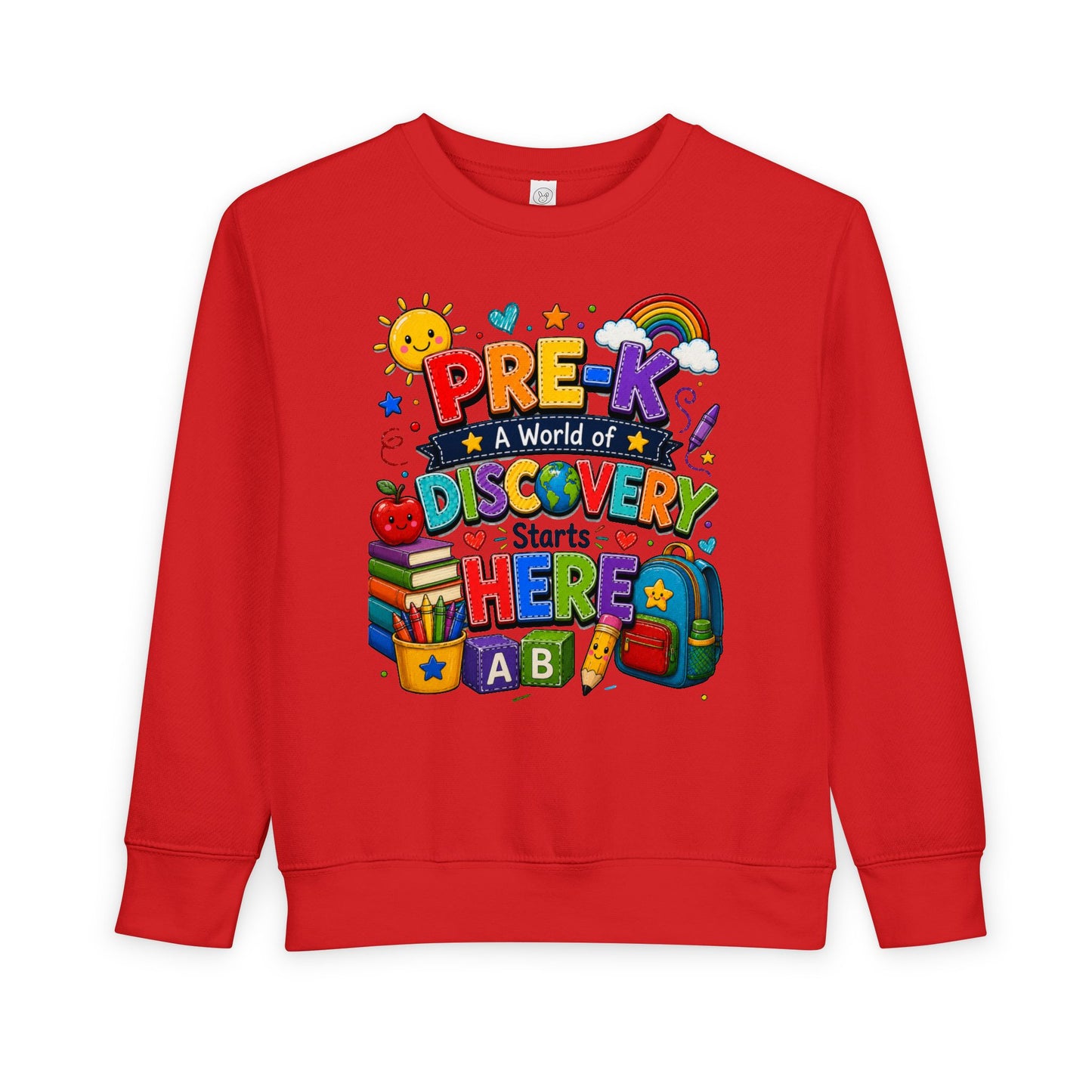 Pre-K Discovery Toddler Sweatshirt — "A World of Discovery Starts Here" Back-to-School
