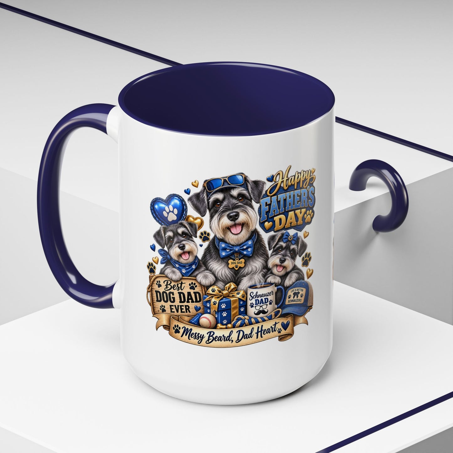 Father's Day Dog Dad Coffee Mug — "Happy Father's Day" Accent Mug (11/15oz)