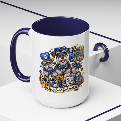 Father's Day Dog Dad Coffee Mug — "Happy Father's Day" Accent Mug (11/15oz)