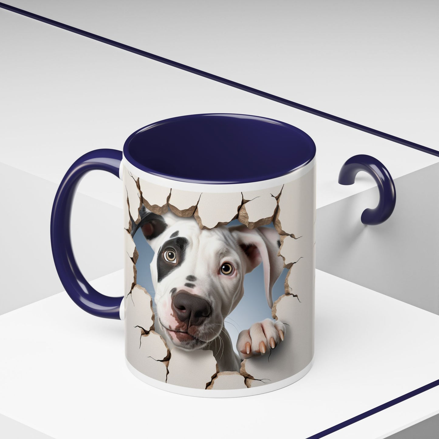 Pit Bull Peekaboo Accent Coffee Mug – Funny Dog Face Tear Design (11/15oz)