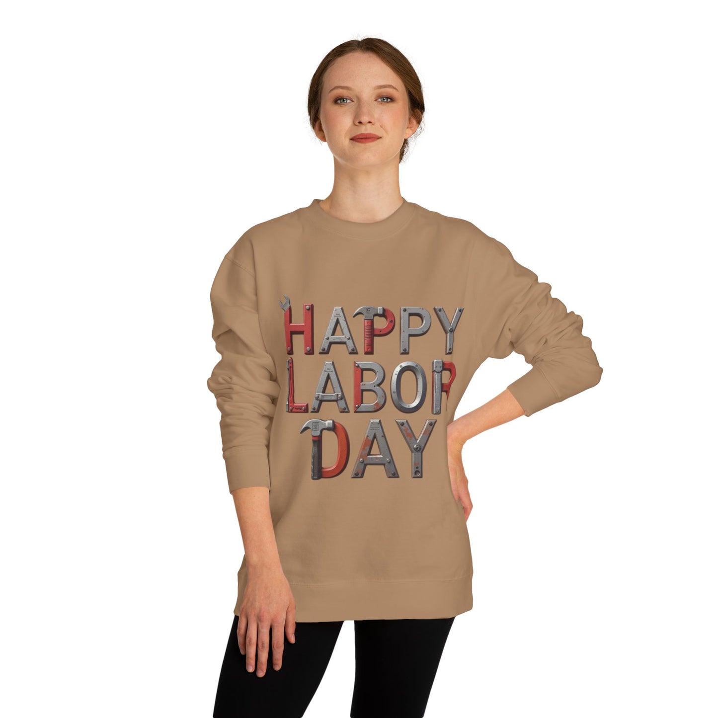 Happy Labor Day Sweatshirt — Tool Lettering Crewneck for Workers & Holiday Celebrations