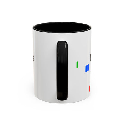 Accent Coffee Mug — 'Different Not Less' Pride-Inclusive Color Block Design (11/15oz)