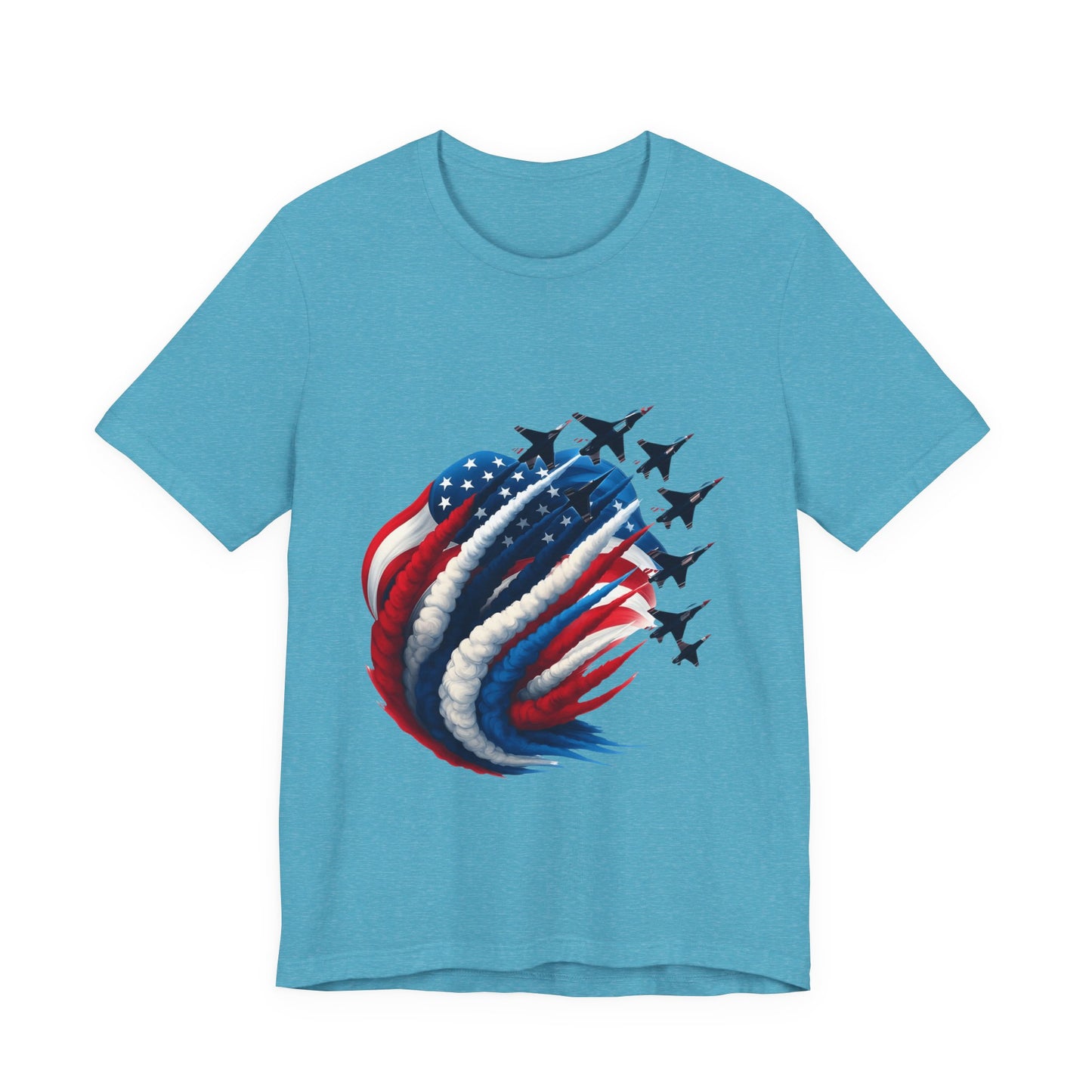 Patriotic Jet Flyover T-Shirt — American Flag Smoke Trail Tee
