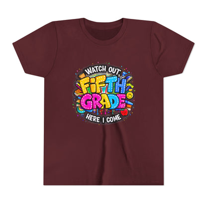 Fifth Grade T‑Shirt for Kids - "Watch Out Fifth Grade Here I Come" Back-to-School Tee