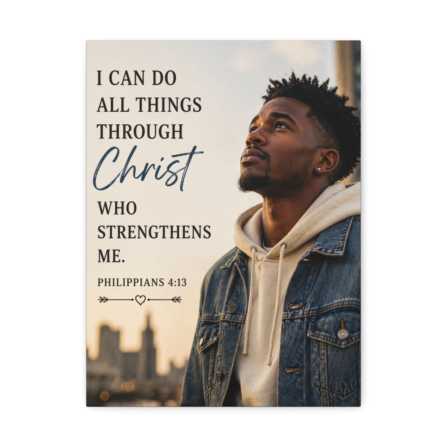 Philippians 4:13 Stretched Canvas – 'I Can Do All Things Through Christ' Inspirational Wall Art