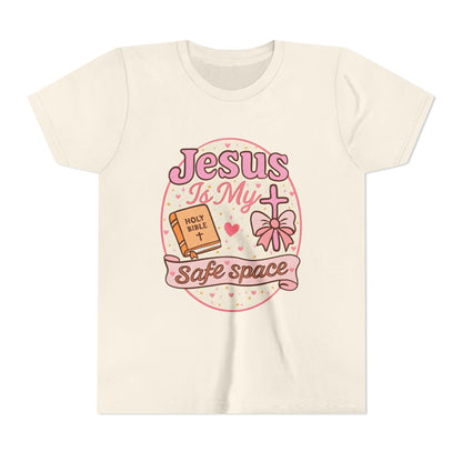 Youth Tee — "Jesus Is My Safe Space" Christian Kids T-Shirt